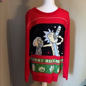Rick and Morty Red Holiday ugly Sweater